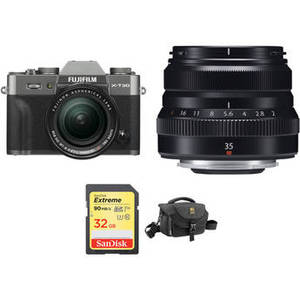 X-T30 Mirrorless Digital Camera with 18-55mm and 35mm f/2 Lenses and Accessories Kit (Charcoal Silver)