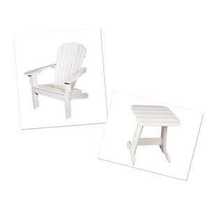 Harbor View Adirondack Chair plus Harbor View Side Table - White