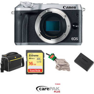 EOS M6 Mirrorless Digital Camera Body Deluxe Kit (Silver)