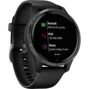 Venu Smartwatch (Slate Stainless Steel Bezel, Black Case, Silicone Band)