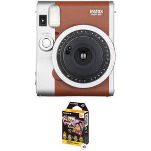 INSTAX Mini 90 Neo Classic Instant Film Camera with Minions Film Kit (Brown)