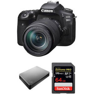 EOS 90D DSLR Camera with 18-135mm Lens and Storage Kit