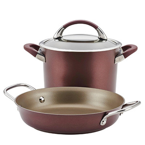 3pc Symmetry Hard Anodized Cookware Set Merlot