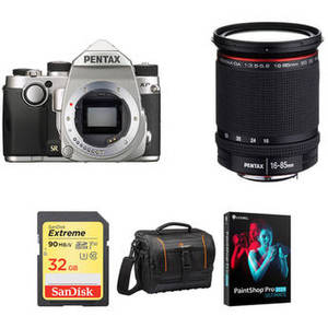 KP DSLR Camera with 16-85mm Lens and Accessories Kit (Silver)