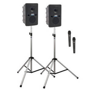GG-DP2-AIR-HH Go Getter Portable Sound System Deluxe AIR Package 2 with Two Wireless Handheld Microphones and Wireless Companion Speaker & Speaker Stands (1.9 GHz)