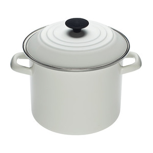8qt Enamel on Steel Covered Stockpot White