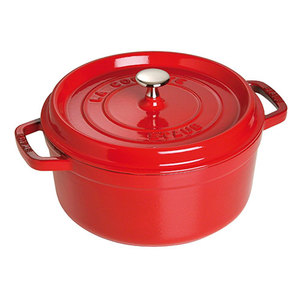 5.5qt Round Cast Iron Cocotte Cherry