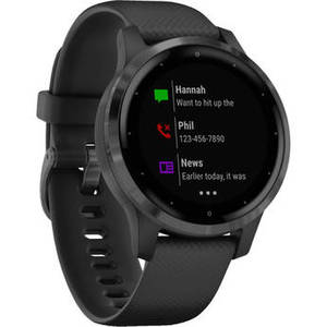vivoactive 4S Smartwatch (40mm, Slate Stainless Steel Bezel/Black Case, Silicone Band)