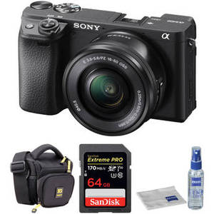 Alpha a6400 Mirrorless Digital Camera with 16-50mm Lens and Accessories Kit