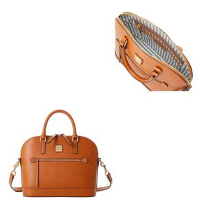 Saffiano Domed Zip Satchel