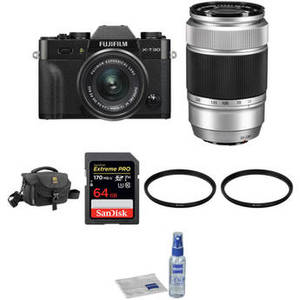 X-T30 Mirrorless Digital Camera with 15-45mm and 50-230mm Lenses and Accessories Kit (Black/Silver)