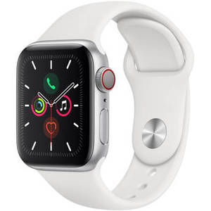 Watch Series 5 (GPS + Cell, 40mm, Silver Aluminum, White Sport Band)