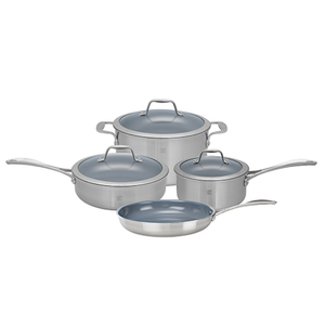 7pc Stainless Steel Ceramic Nonstick Cookware Set