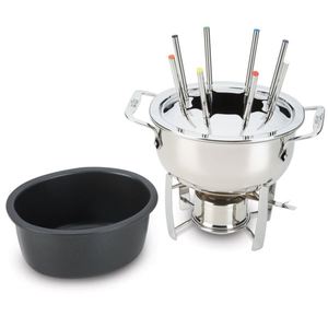 Specialty Stainless Steel Fondue Pot with Cast Aluminum Insert