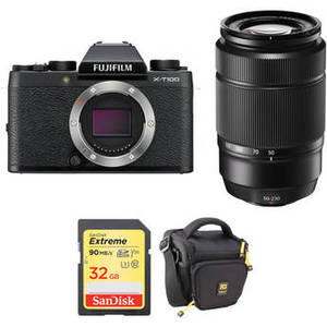 X-T100 Mirrorless Digital Camera with 50-230mm Lens and Accessories Kit (Black)