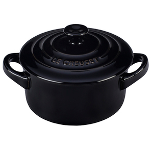 8oz Stoneware Mini Round Cocotte Black & White