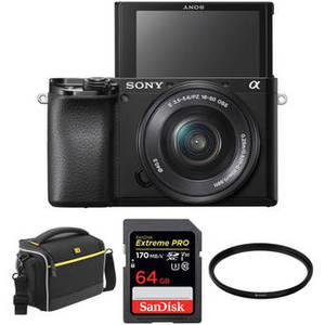 Alpha a6100 Mirrorless Digital Camera with 16-50mm Lens and Accessories Kit
