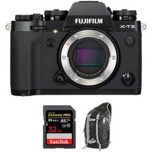 X-T3 Mirrorless Digital Camera Body with Accessories Kit (Black)