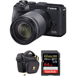 EOS M6 Mark II Mirrorless Digital Camera with 18-150mm Lens, EVF-DC2 Viewfinder, and Accessories Kit (Black)