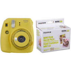 INSTAX Mini 9 Instant Film Camera with Instant Film Kit (Yellow with Clear Accents, 60 Exposures)