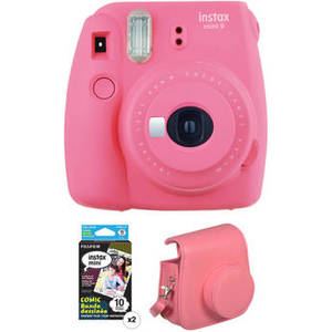 INSTAX Mini 9 Instant Film Camera with Instant Film and Case Kit (Flamingo Pink)