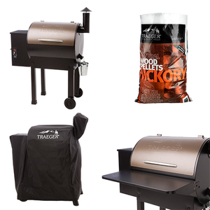 Bronze Lil Texas Elite 22 Grill w/ Grill Cover Hardwood Pellets & Front Shelf