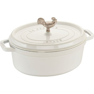 5.75qt Cast Iron Coq au Vin Cocotte White