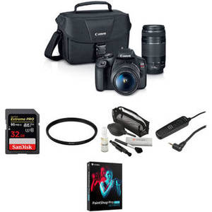 EOS Rebel T7 DSLR Camera with 18-55mm and 75-300mm Lenses Deluxe Kit