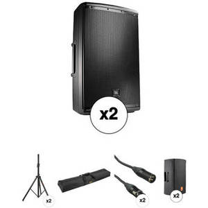 Dual EON615 Powered Speaker Pro Kit with Stands, Covers, Bag, and Cables