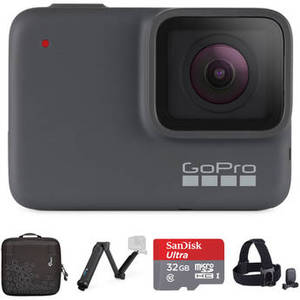 HERO7 Silver with 3-Way Grip, Head Strap & 64GB Card Kit