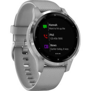 vivoactive 4S Smartwatch (40mm, Silver Stainless Steel Bezel/Powder Gray Case, Silicone Band)