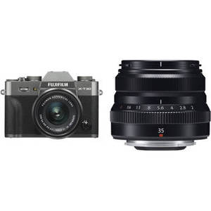 X-T30 Mirrorless Digital Camera with 15-45mm and 35mm f/2 Lenses (Charcoal Silver/Black)