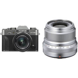 X-T30 Mirrorless Digital Camera with 15-45mm and 23mm f/2 Lenses (Charcoal Silver/Silver)