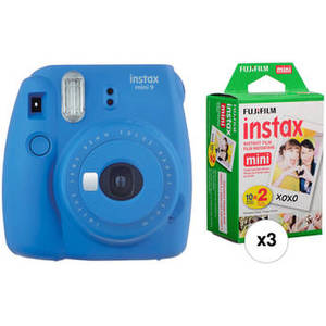INSTAX Mini 9 Instant Film Camera with Instant Film Kit (Cobalt Blue, 60 Exposures)