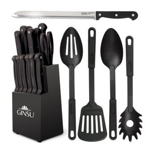 Kiso 19-Piece Knife Block Set plus Original Slicer Package - Black