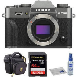 X-T30 Mirrorless Digital Camera Body with Accessories Kit (Charcoal Silver)
