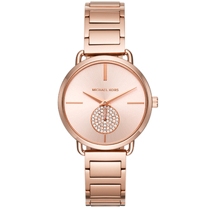 Ladies Portia Rose Gold SS Watch RG Dial w/ Crystal Subdial