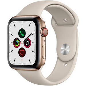 Watch Series 5 (GPS + Cell, 44mm, Gold Stainless Steel, Stone Sport Band)